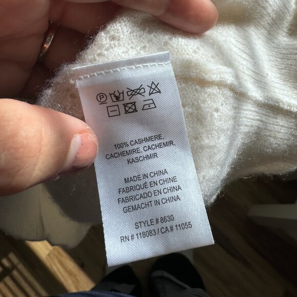 Minnie Rose 100% Cashmere Cream Knit Sweater (M) - Picture 3 of 3